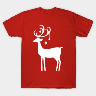 Scandinavian Vintage Christmas Reindeer - White T-Shirt